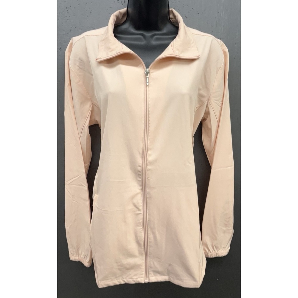 Windbreaker Jacket‎ Women L Petal Pink Full Zip Pockets Athleisure Coastal Hike